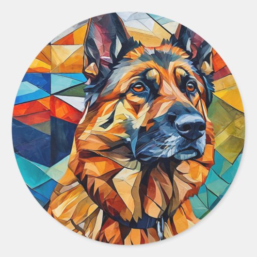Sticker Rond Chien d'abri allemand (Devant)
