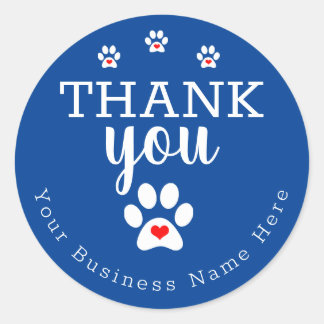 Sticker Rond Chien d'affaires Blue Chien Empreinte de patte Sti