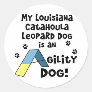Sticker Rond Chien d'agilité de chien de léopard de Catahoula