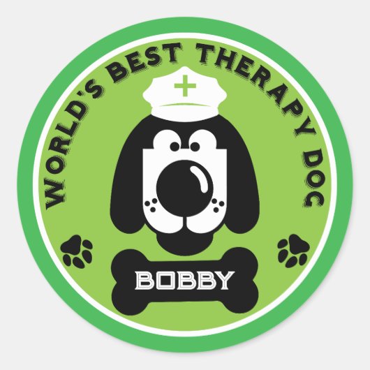 Sticker Rond Chien d'aide thérapeutique du monde (Devant)