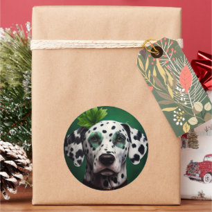 Sticker Rond Chien dalmate en tenue de la Saint Patrick