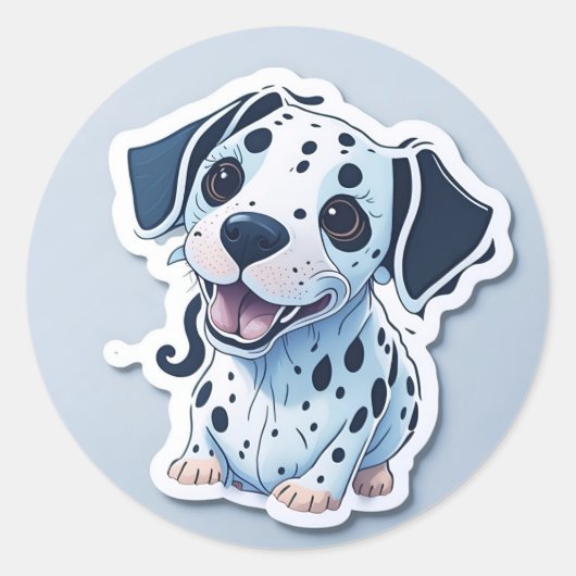 Sticker Rond chien dalmate mignon (Devant)