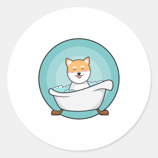 Sticker Rond Chien dans la baignoire (Devant)
