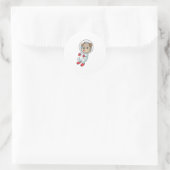 Sticker Rond Chien dans l'espace en costume (Sac)