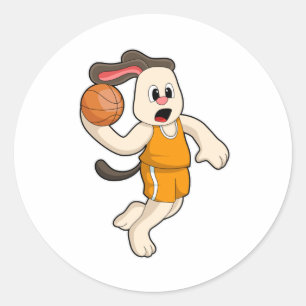 Sticker Rond Chien de Basketball Sports