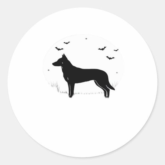 Sticker Rond Chien de Beauceron - Halloween Moon Silhouette Cla (Devant)