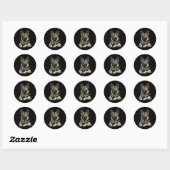 Sticker Rond Chien de berger allemand patriotique Drapeau améri (Feuille)
