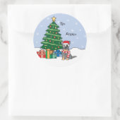 Sticker Rond Chien de bétail australien et arbre de Noël (Sac)