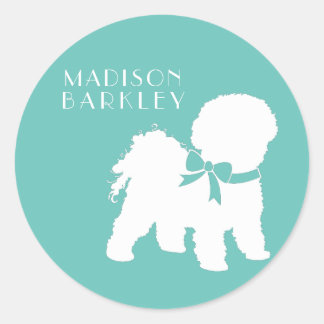 Sticker Rond Chien de Bichon Frise Puppy