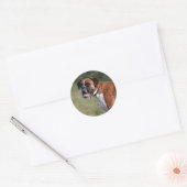 Sticker Rond Chien de boîte debout (Enveloppe)