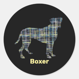 Sticker Rond Chien de boîte Ligne jaune et noire