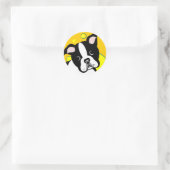 Sticker Rond Chien de Boston Terrier (Sac)