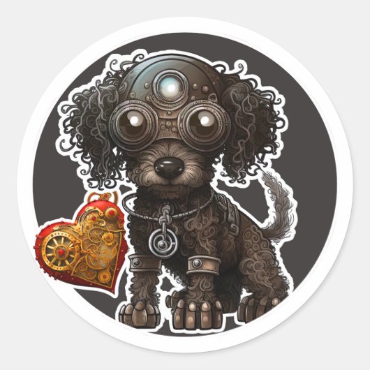 Sticker Rond Chien de caniche (Devant)