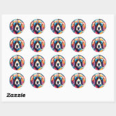 Sticker Rond Chien de caniche cubiste (Feuille)