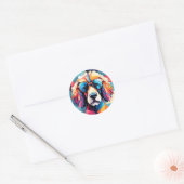 Sticker Rond Chien de caniche cubiste (Enveloppe)