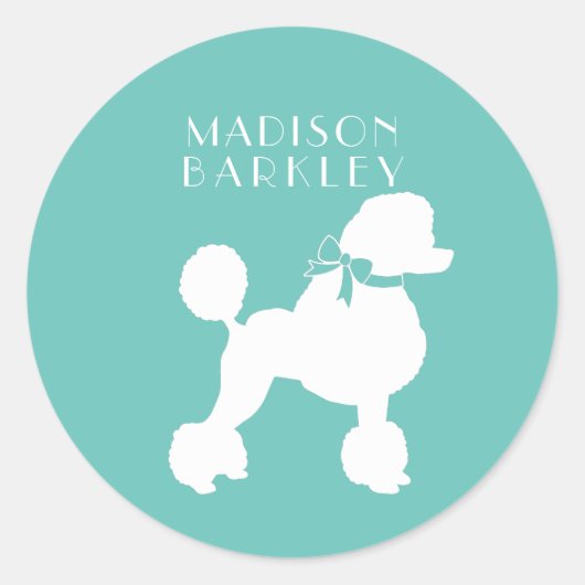 Sticker Rond Chien de caniche Français (Devant)