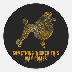 Sticker Rond Chien de caniche Silhouette Amusant Halloween