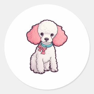 Sticker Rond Chien de caniche super mignon