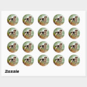 Sticker Rond Chien de chasse avec oiseau dans la bouche (Feuille)