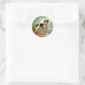 Sticker Rond Chien de chasse avec oiseau dans la bouche (Sac)