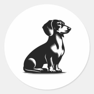 Sticker Rond Chien de chasse classique Chien Dachshund Vintage 