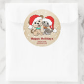 Sticker Rond Chien de chat de Noël (Sac)