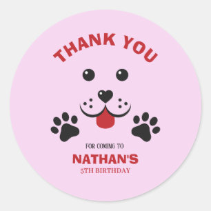 Sticker Rond Chien de Chien De Chien De Chien Pawty Garçon Anni