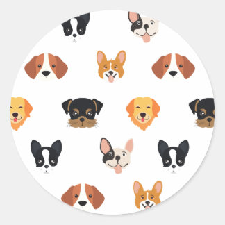 Sticker Rond Chien de Chiens de Chiens mignonnes