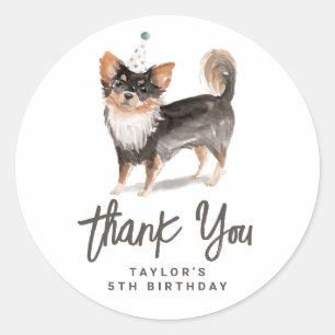 Sticker Rond Chien de Chihuahua de longue date Merci d'annivers