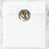 Sticker Rond Chien de chiot blanc et de chien de boxe (Sac)