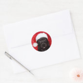 Sticker Rond Chien de chiot noir Noël (Enveloppe)