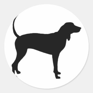 Sticker Rond Chien de Coonhound (noir)