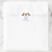 Sticker Rond Chien de Dachshund 60e anniversaire (Sac)