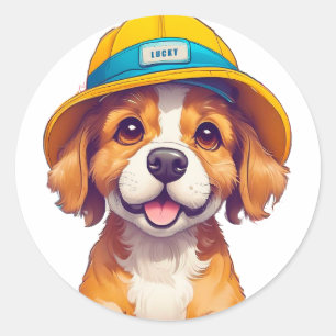 Sticker Rond Chien de dessin animé mignon