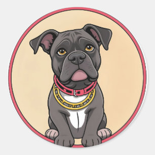 Sticker Rond Chien de dessin animé mignon
