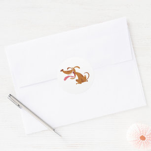 Sticker Rond Chien de dessin avec langue sortie