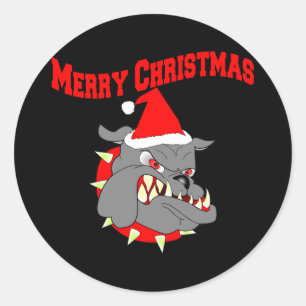 Sticker Rond Chien de diable d'usmc de Joyeux Noël