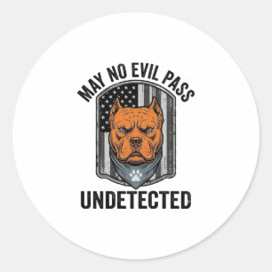 Sticker Rond Chien de Garde Puisse Aucun Mal Passer Design Vect