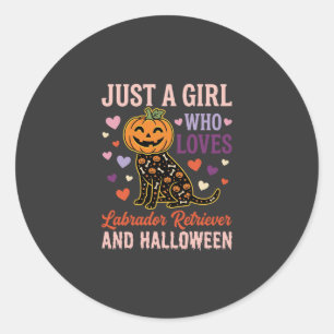 Sticker Rond Chien de Halloween Citrouille Labrador Retriever D