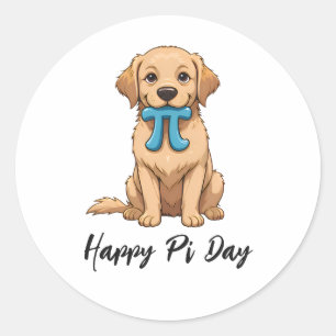 Sticker Rond Chien De Jour Pi Avec Symbole Pi Joyeuse Journée