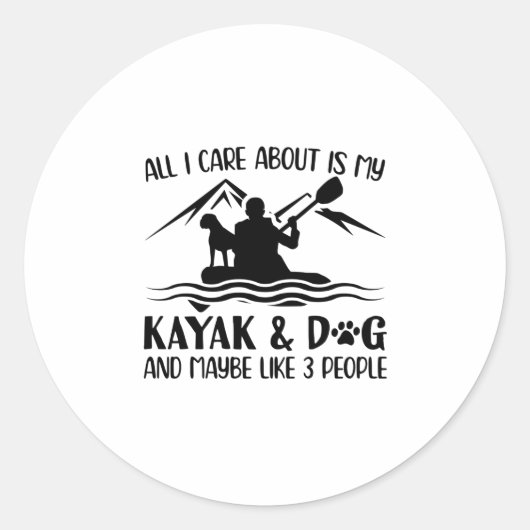 Sticker Rond Chien de Kayak| Idées Cadeaux D'Aviron En Canoë (Devant)