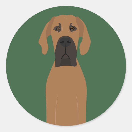 Sticker Rond Chien de la faune du grand Danois (Devant)