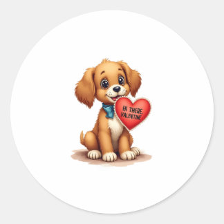 Sticker Rond Chien de la Saint-Valentin Rétro Vintage