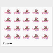 Sticker Rond Chien de laine rose (Feuille)