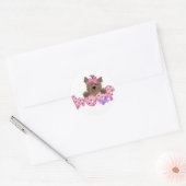 Sticker Rond Chien de laine rose (Enveloppe)
