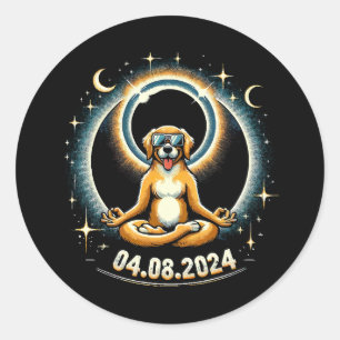 Sticker Rond Chien de l'éclipse solaire 2024
