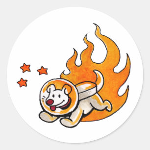 Sticker Rond Chien de l'espace