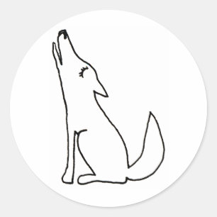 Sticker Rond Chien de loup de coyote hurlant - art encre