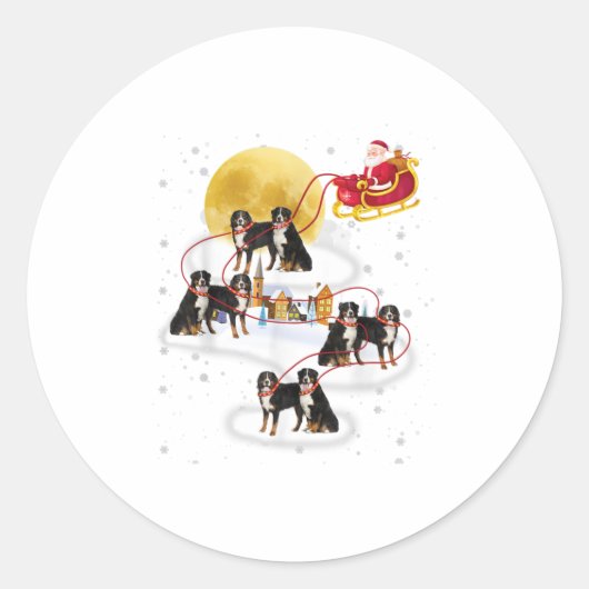 Sticker Rond Chien de Montagne Bernese Lumière Christma (Devant)