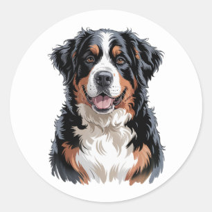 Sticker Rond Chien de montagne bernois